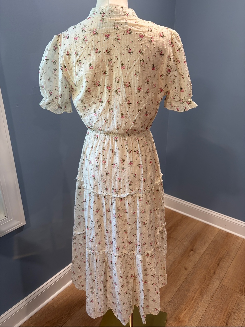 Balckans Cream Floral Ruffle Midi Dress Size S - Picture 7 of 9